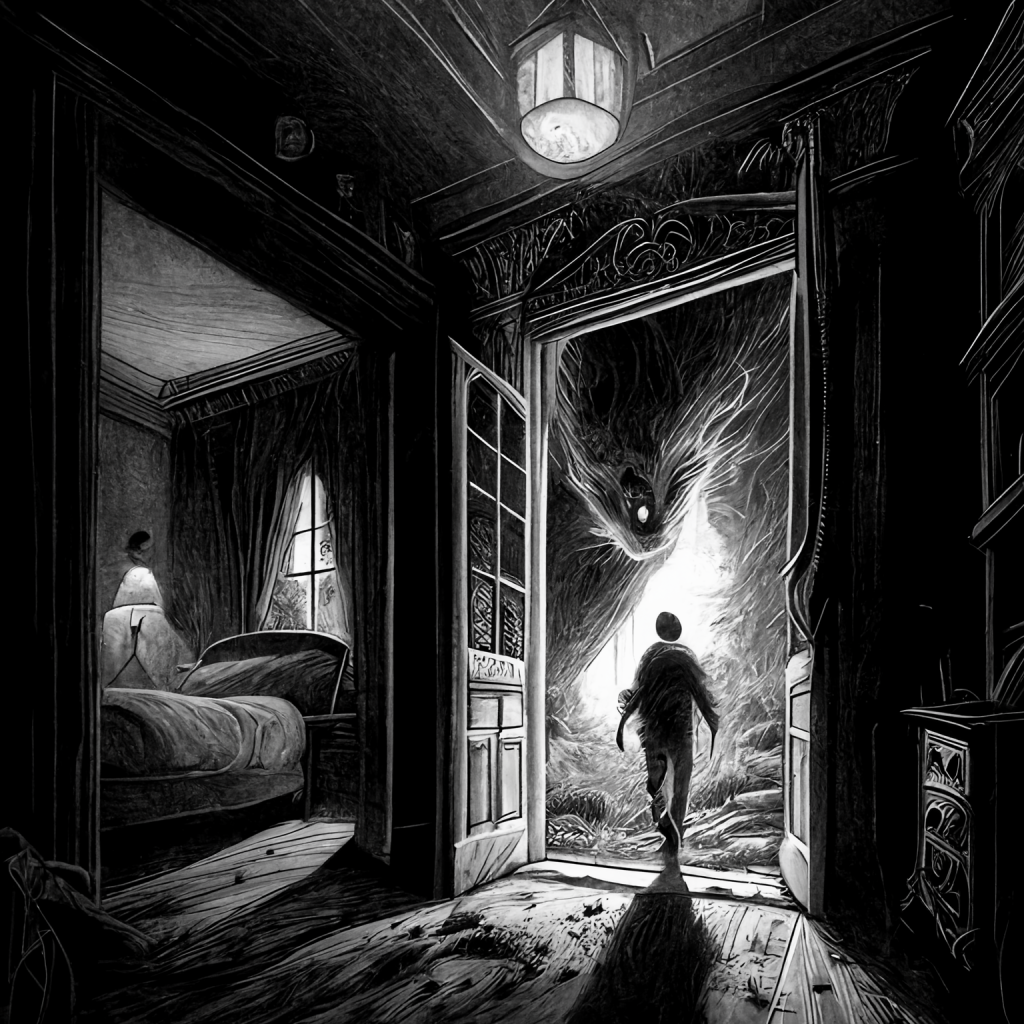 Illustration of a creepy haunted New England bed and breakfast.