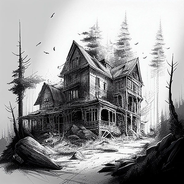 Illustration from a paranormal story about a haunted house