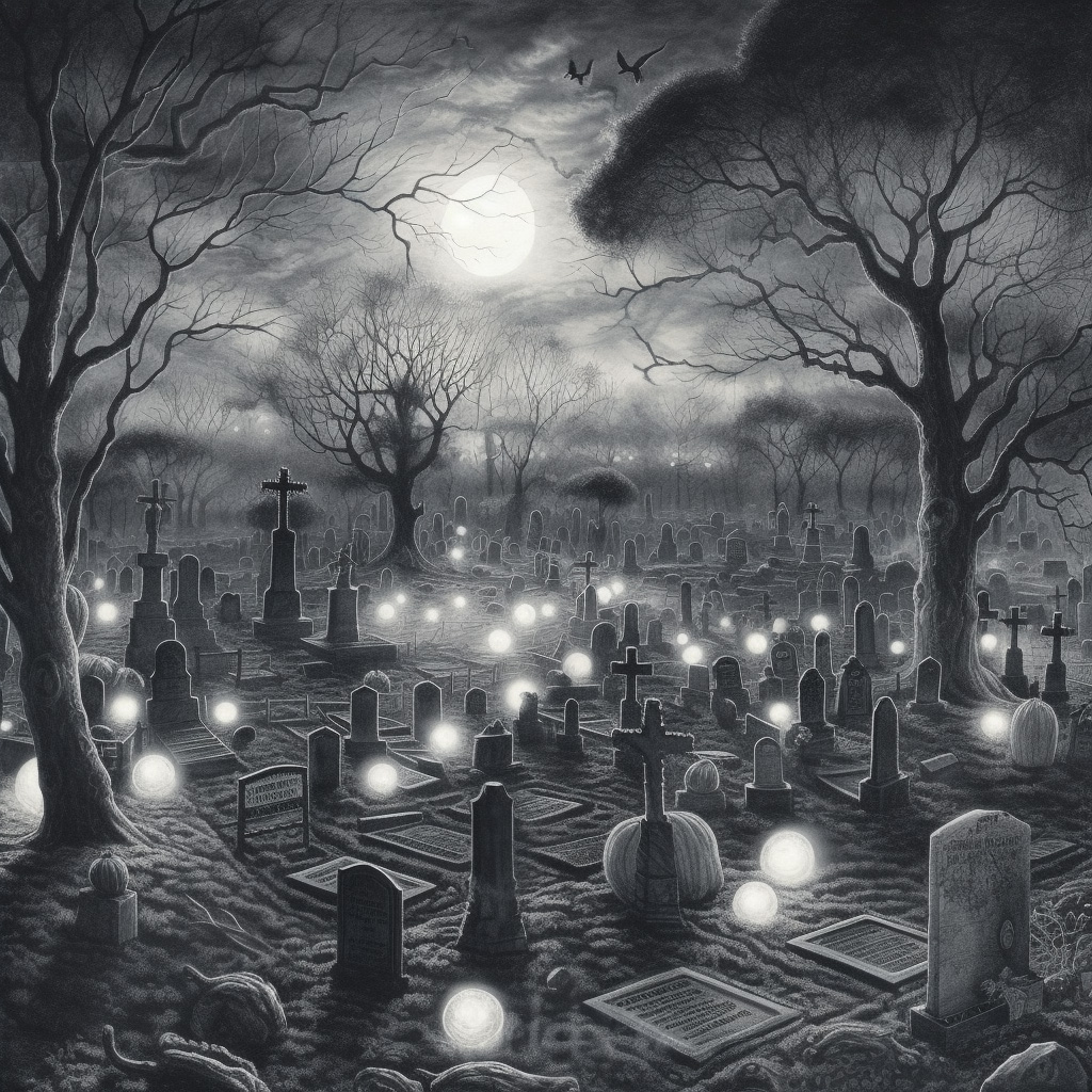 Illustration of a haunted cemetery in Preston, CT