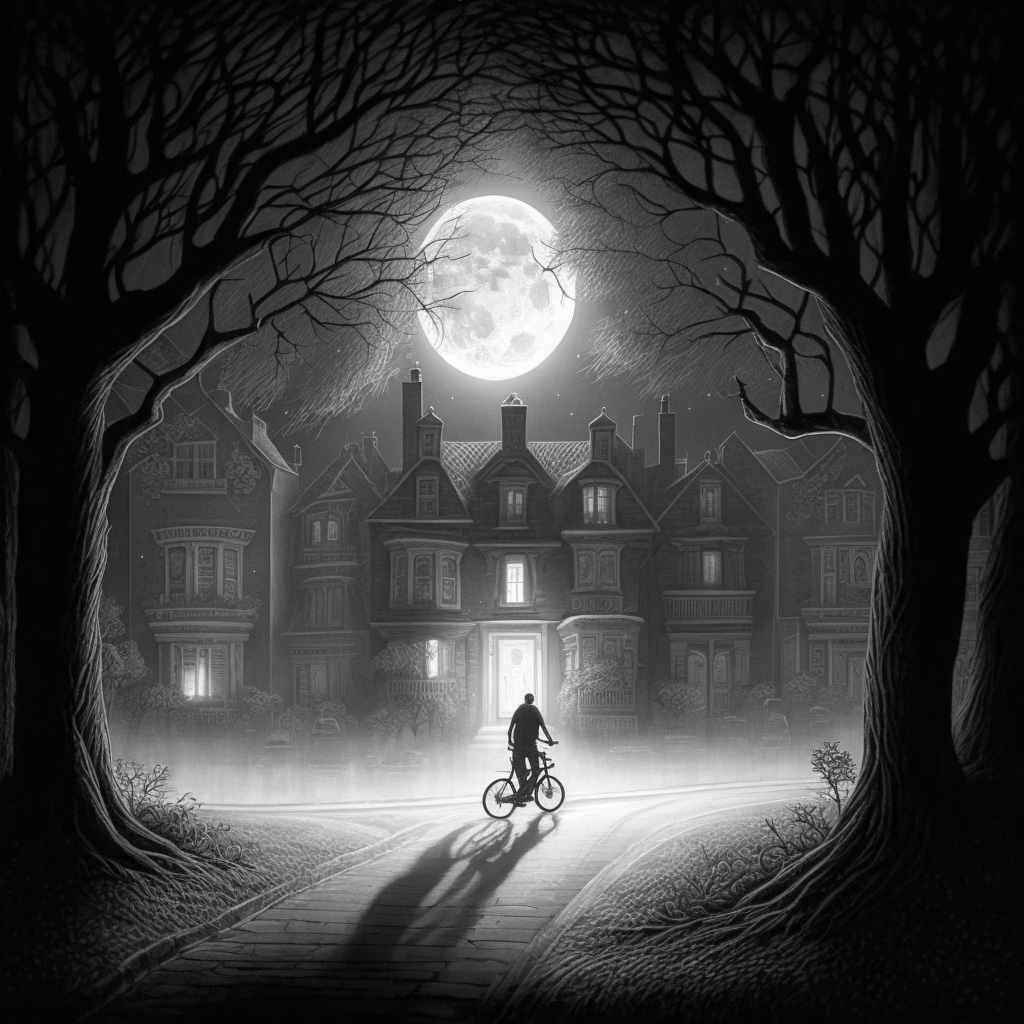 Illustration of a ghostly cyclist in Stonington, CT