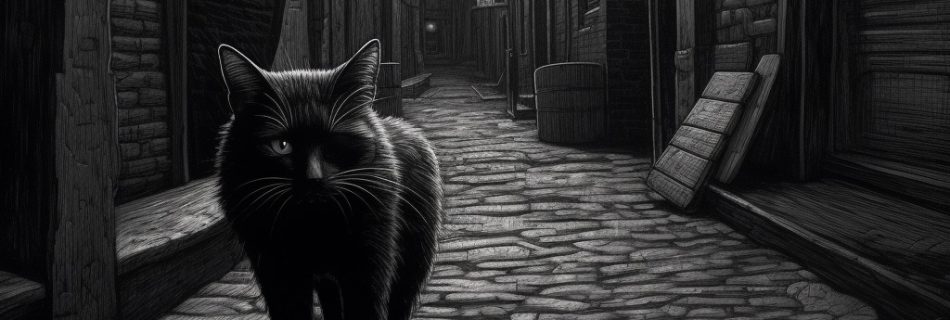 illustration of the mysterious and supernatural Black Cat of Durham, CT