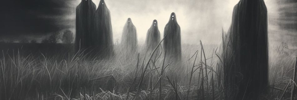 Illustration of ghostly figures haunting a field in Killingworth, CT