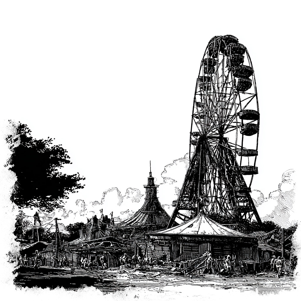 illustration of a haunted fairground in Somers, CT