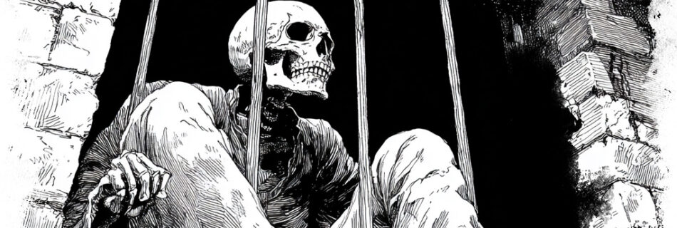 illustration of a ghost in a jail cell in Tolland, CT